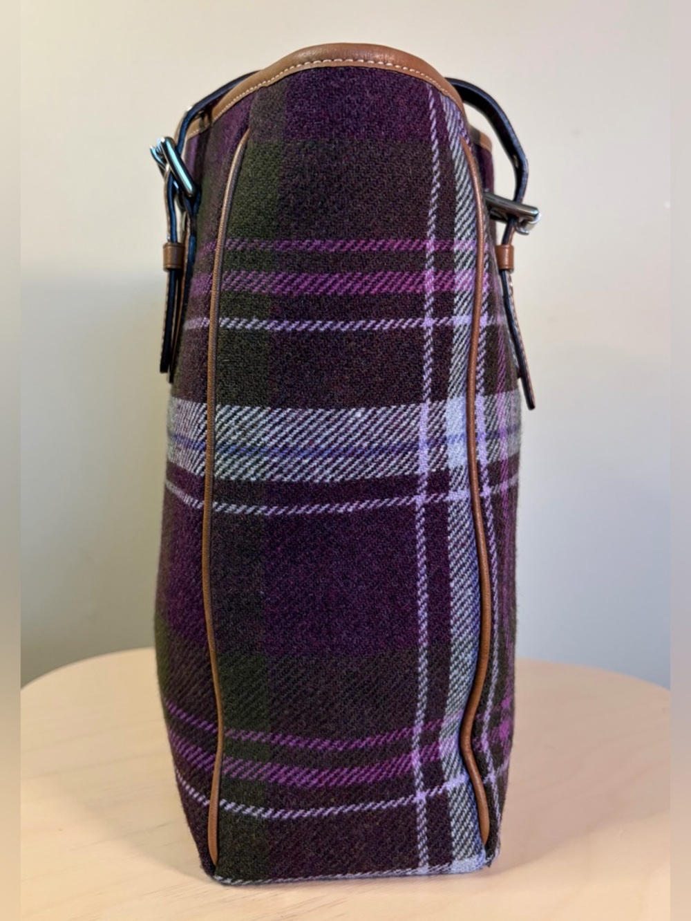 Vintage COACH Hampton Purple Tartan Plaid Wool Leather 83222 EUC - Picture 13 of 17